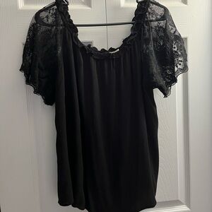 Maurices Black Ruffled off shoulder Blouse
